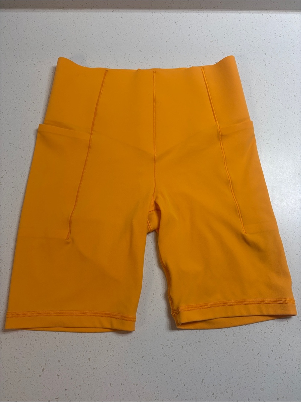 Offline by Aerie Real me XTRA Hold Up! Pocket 7" Bike Shorts Yellow/Orange Small